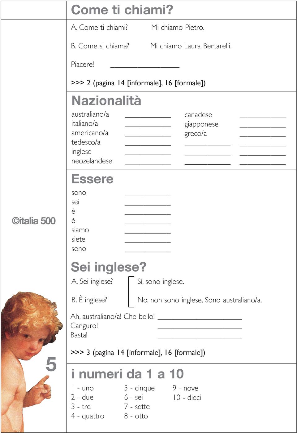 siete sono Sei inglese? A. Sei inglese? Sì, sono inglese. canadese giapponese greco/a B. È inglese? No, non sono inglese. Sono australiano/a.