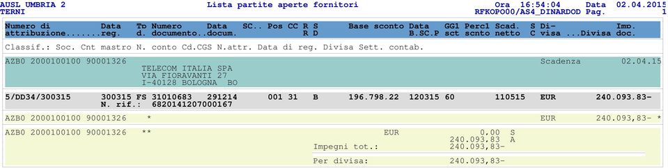 CGS N.attr. Data di reg. Divisa Sett. contab. AZB0 2000100100 90001326 Scadenza 02.04.