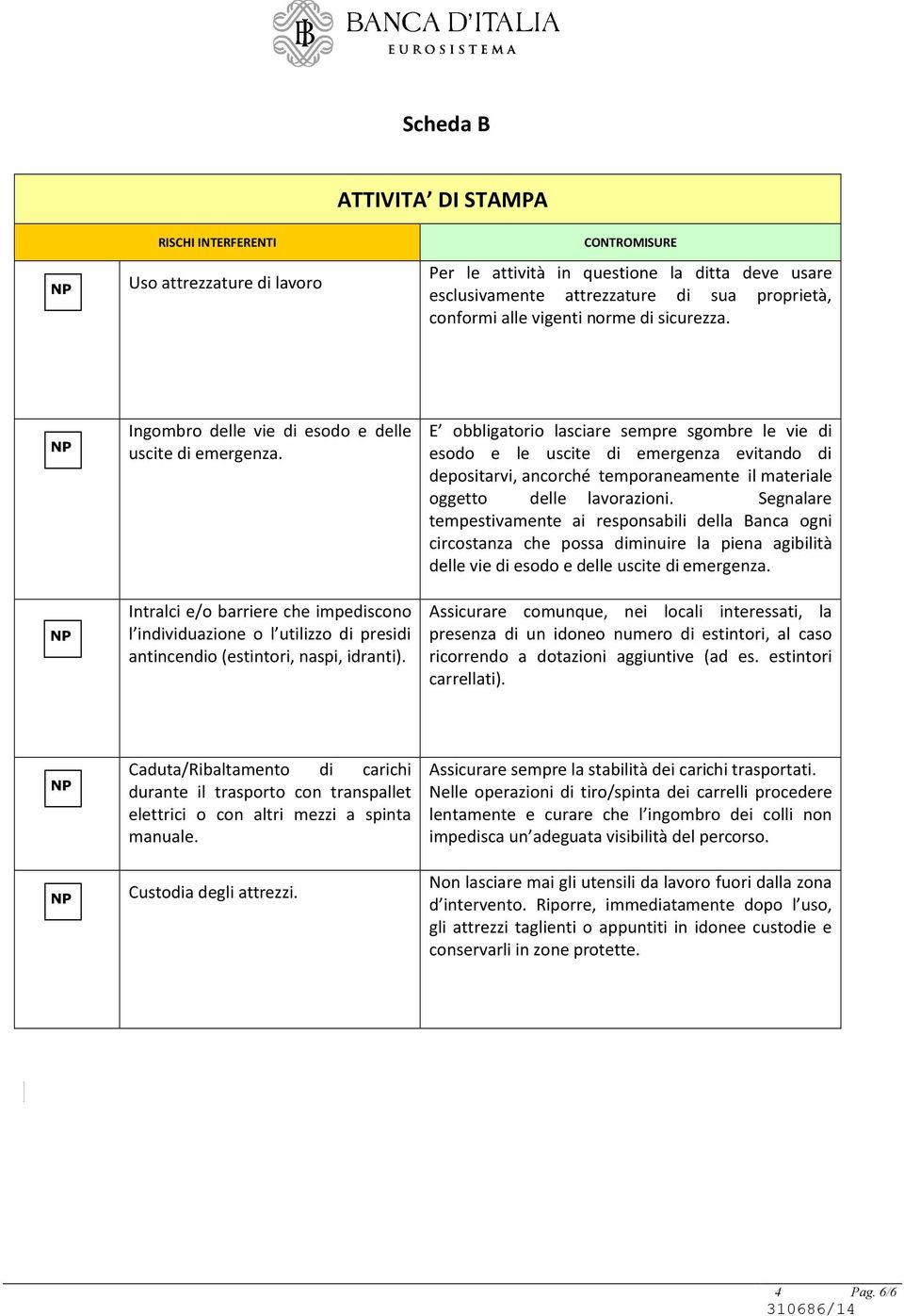 E obbligatorio lasciare sempre sgombre le vie di esodo e le uscite di emergenza evitando di depositarvi, ancorché temporaneamente il materiale oggetto delle lavorazioni.