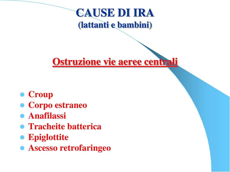 Corpo estraneo Anafilassi Tracheite