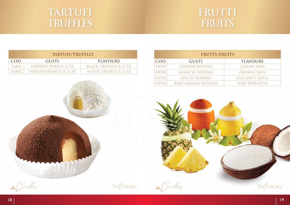 bianco x 12 pz WITHE TRUFFLE x 12 pz frutti/fruits frt01 limone ripieno Lemon skin