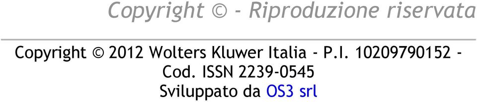 Kluwer Italia - P.I. 10209790152 - Cod.