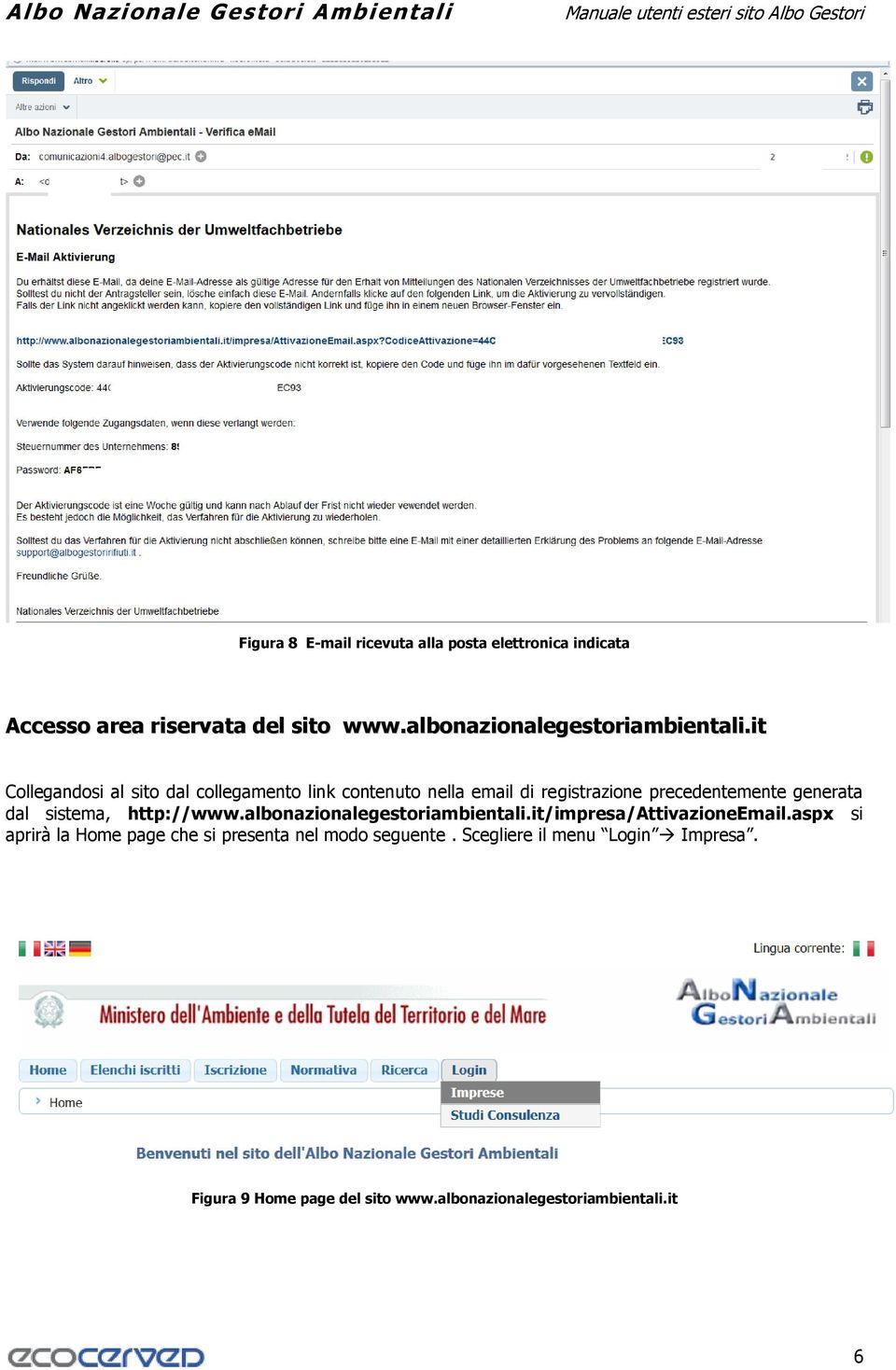 it Collegandosi al sito dal collegamento link contenuto nella email di registrazione precedentemente generata dal