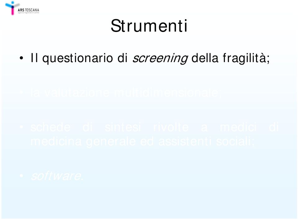 schede di sintesi rivolte a medici di