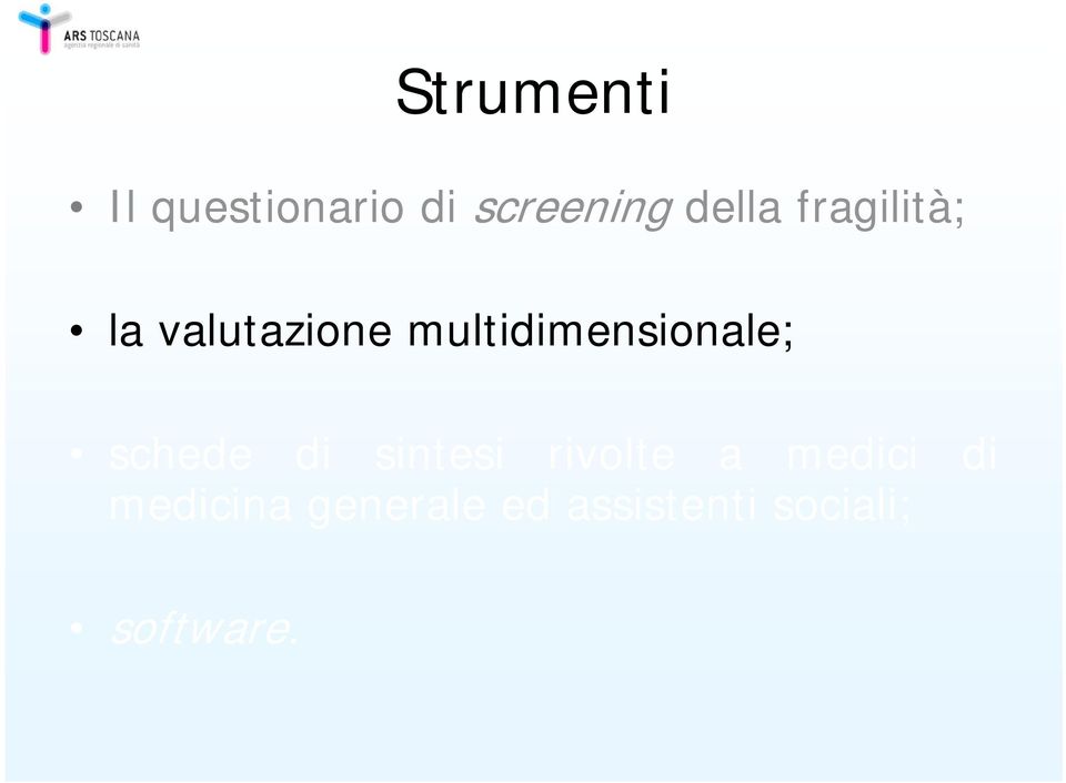 schede di sintesi rivolte a medici di