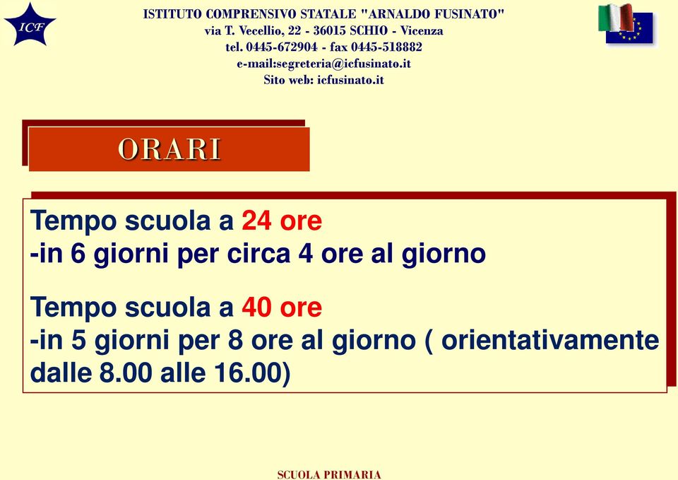 40 ore -in 5 giorni per 8 ore al giorno