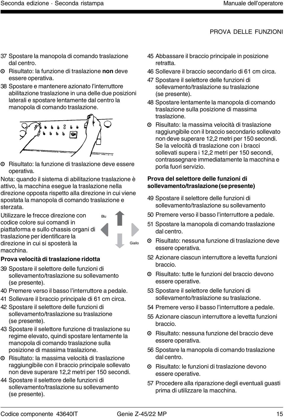 Risultato: la funzione di traslazione deve essere operativa.