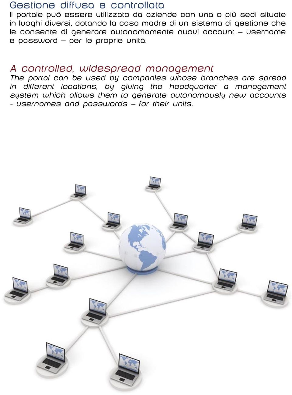 A controlled, widespread management The portal can be used by companies whose branches are spread in different locations, by giving