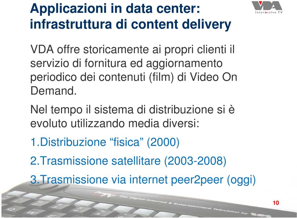 Nel tempo il sistema di distribuzione si è evoluto utilizzando media diversi: 1.