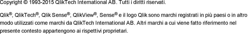 più paesi o in altro modo utilizzati come marchi da QlikTech International AB.