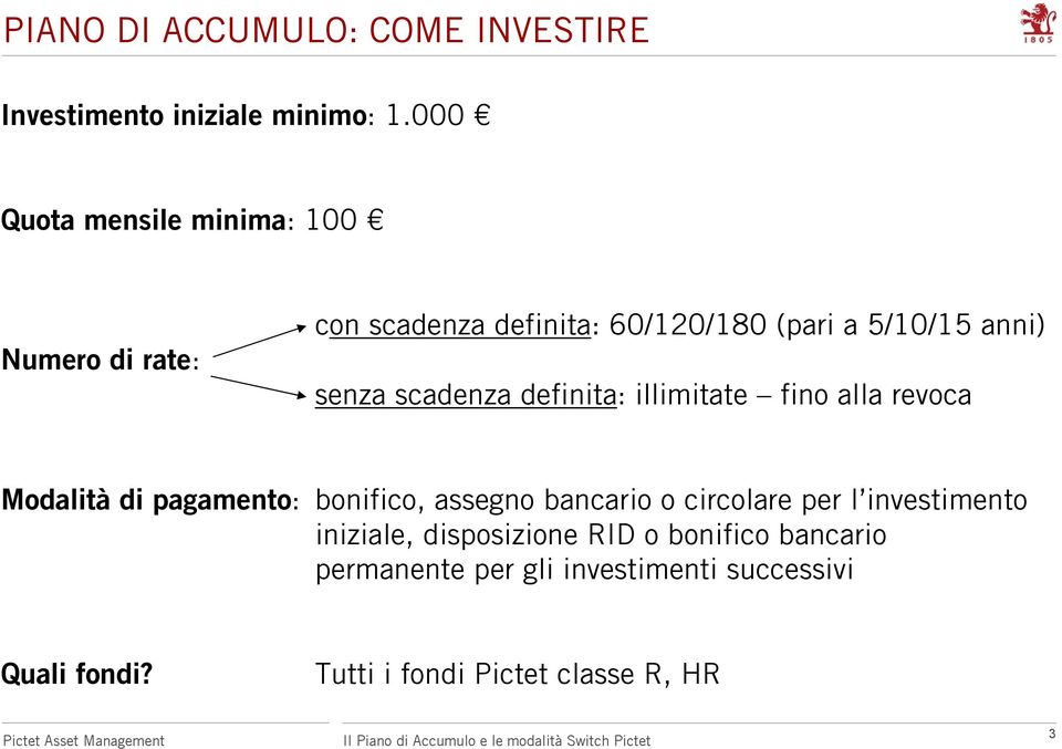 scadenza definita: illimitate fino alla revoca Modalità di pagamento: bonifico, assegno bancario o circolare