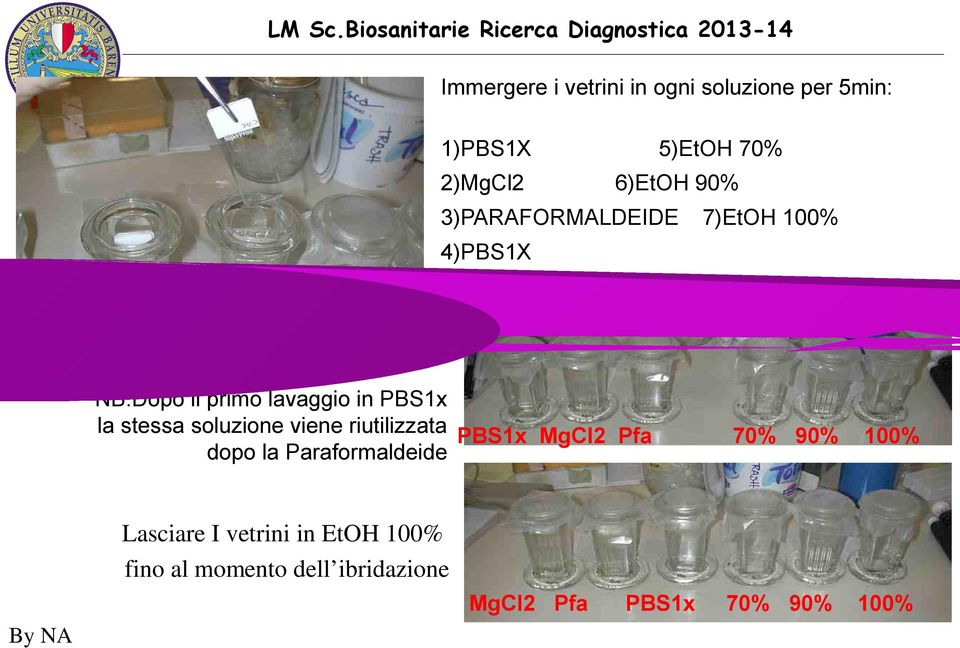 soluzione viene riutilizzata dopo la Paraformaldeide PBS1x MgCl2 Pfa 70% 90% 100%