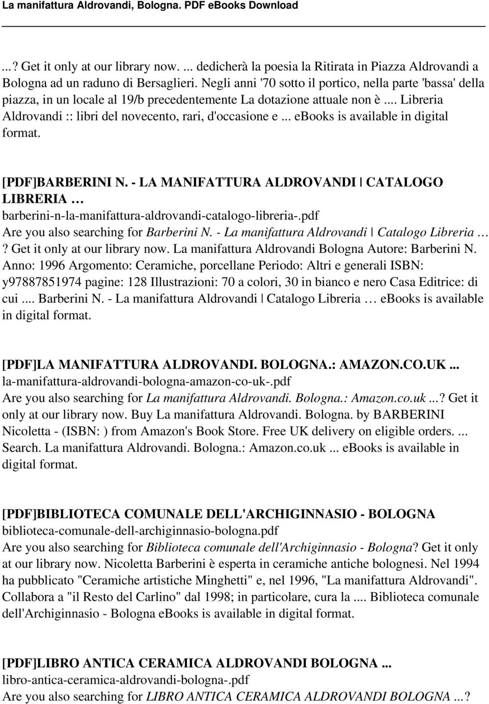 .. ebooks is available in digital format. [PDF]BARBERINI N. - LA MANIFATTURA ALDROVANDI CATALOGO LIBRERIA barberini-n-la-manifattura-aldrovandi-catalogo-libreria-.
