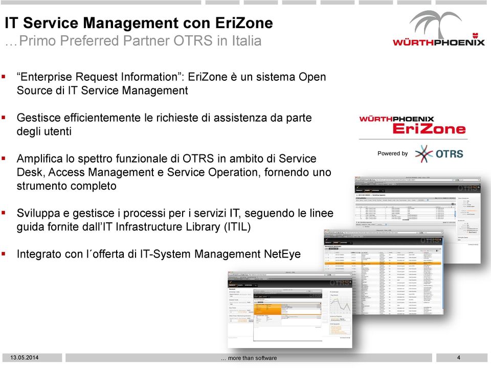 Service Desk, Access Management e Service Operation, fornendo uno strumento completo Powered by Sviluppa e gestisce i processi per i servizi IT,