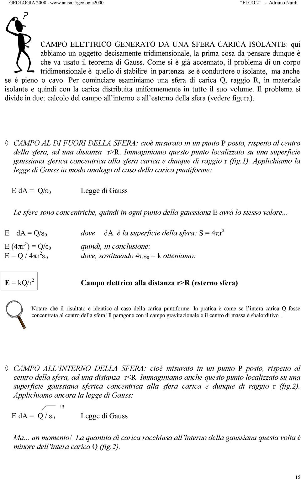 Pe cominciae esaminiamo una sfea di caica Q, aggio R, in mateiale isolante e quindi con la caica distibuita unifomemente in tutto il suo volume.