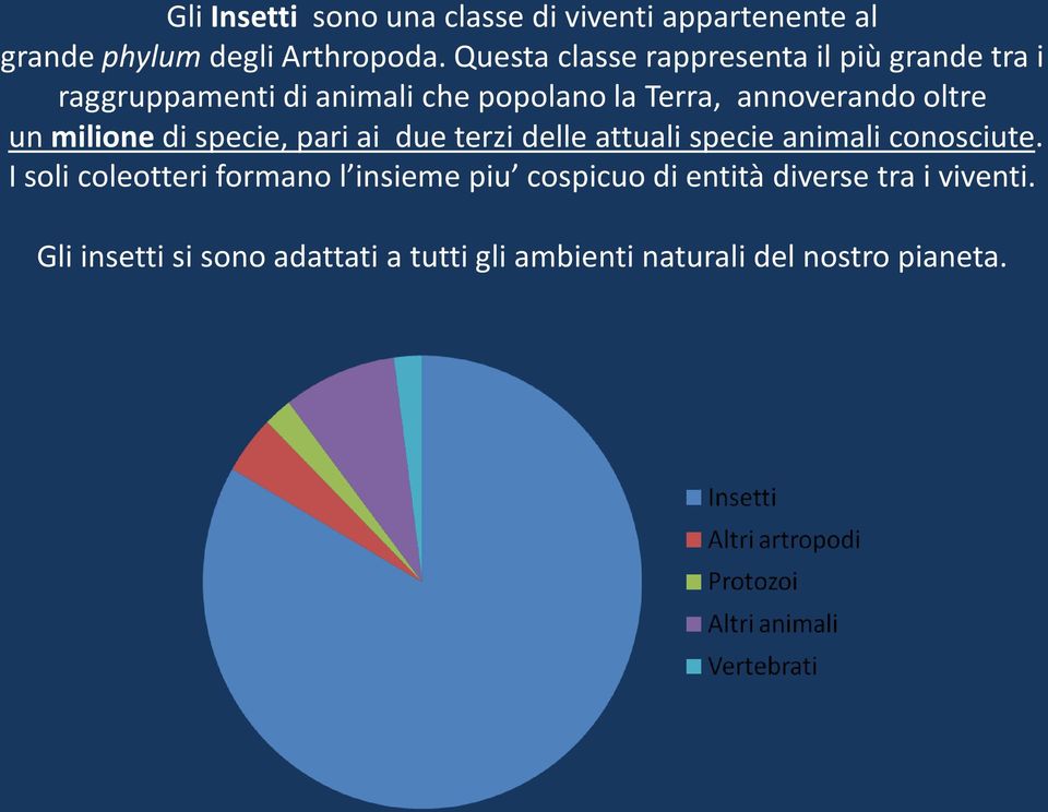 oltre un milione di specie, pari ai due terzi delle attuali specie animali conosciute.