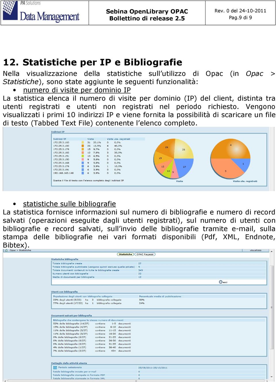 La statistica elenca il numero di visite per dominio (IP) del client, distinta tra utenti registrati e utenti non registrati nel periodo richiesto.