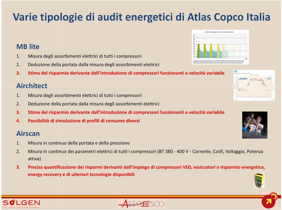 Deduzione della portata dalla misura degli assorbimenti elettrici 3. Stima del risparmio derivante dall introduzione di compressori funzionanti a velocità variabile 4.