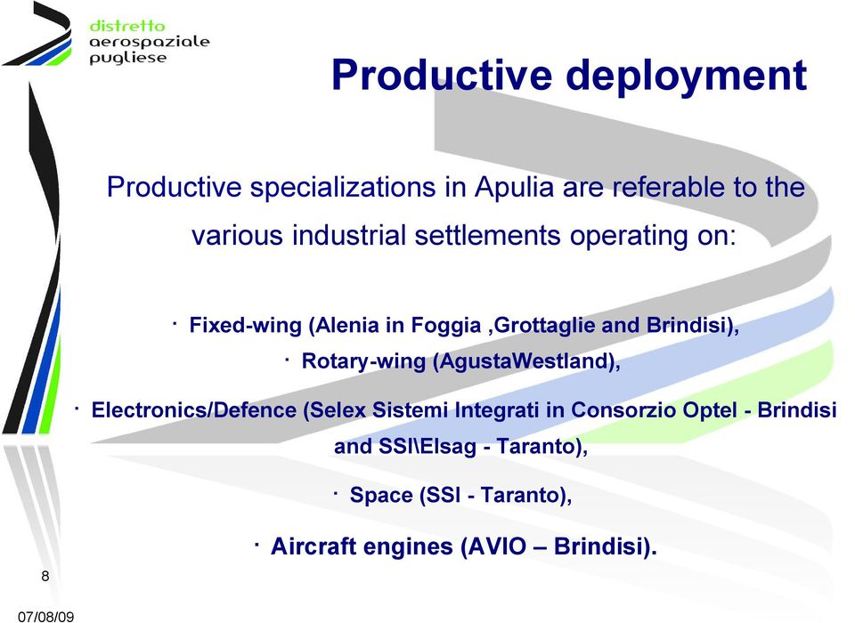 Rotary-wing (AgustaWestland), Electronics/Defence (Selex Sistemi Integrati in Consorzio