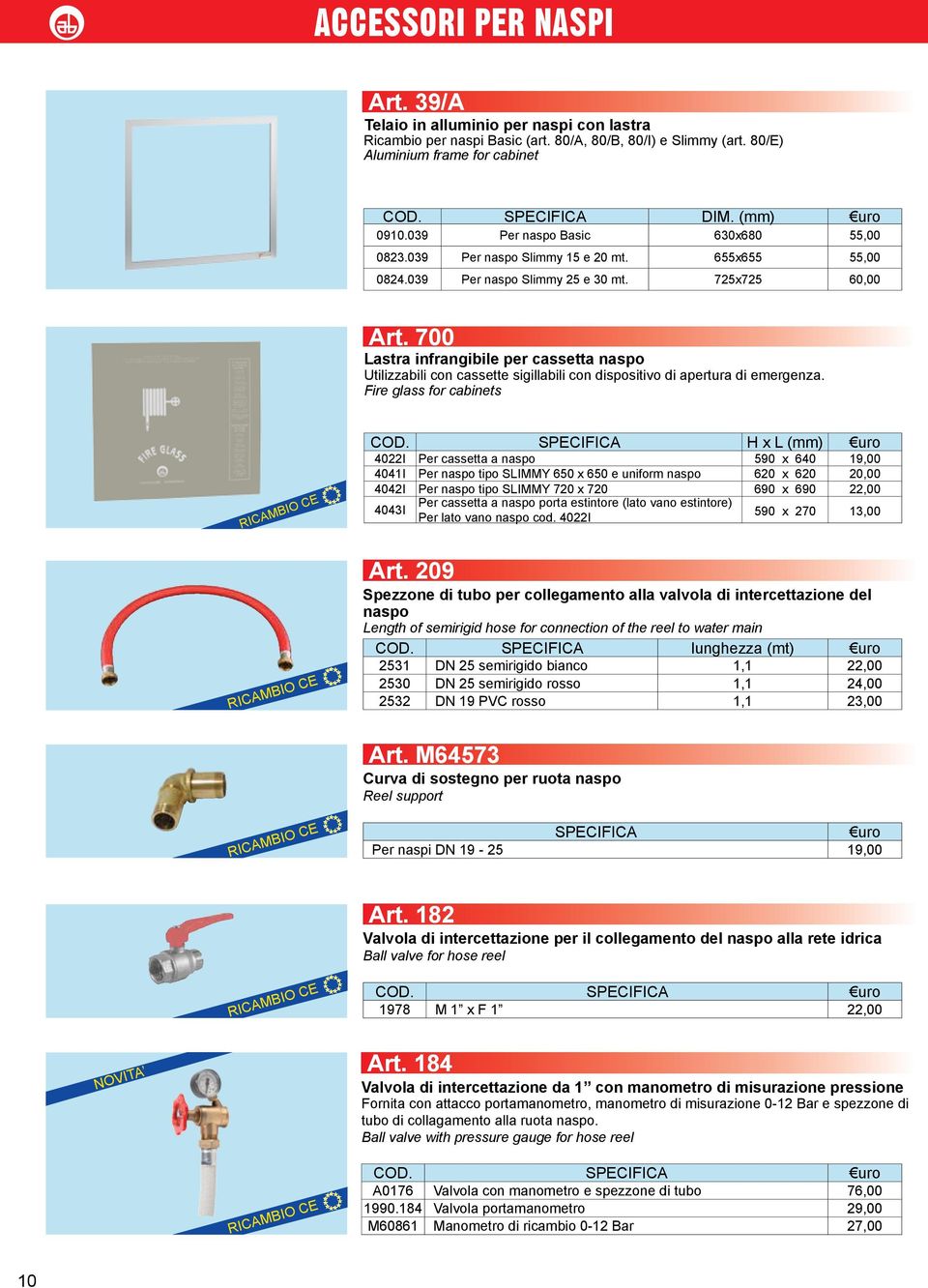 700 Lastra infrangibile per cassetta naspo Utilizzabili con cassette sigillabili con dispositivo di apertura di emergenza. Fire glass for cabinets COD.