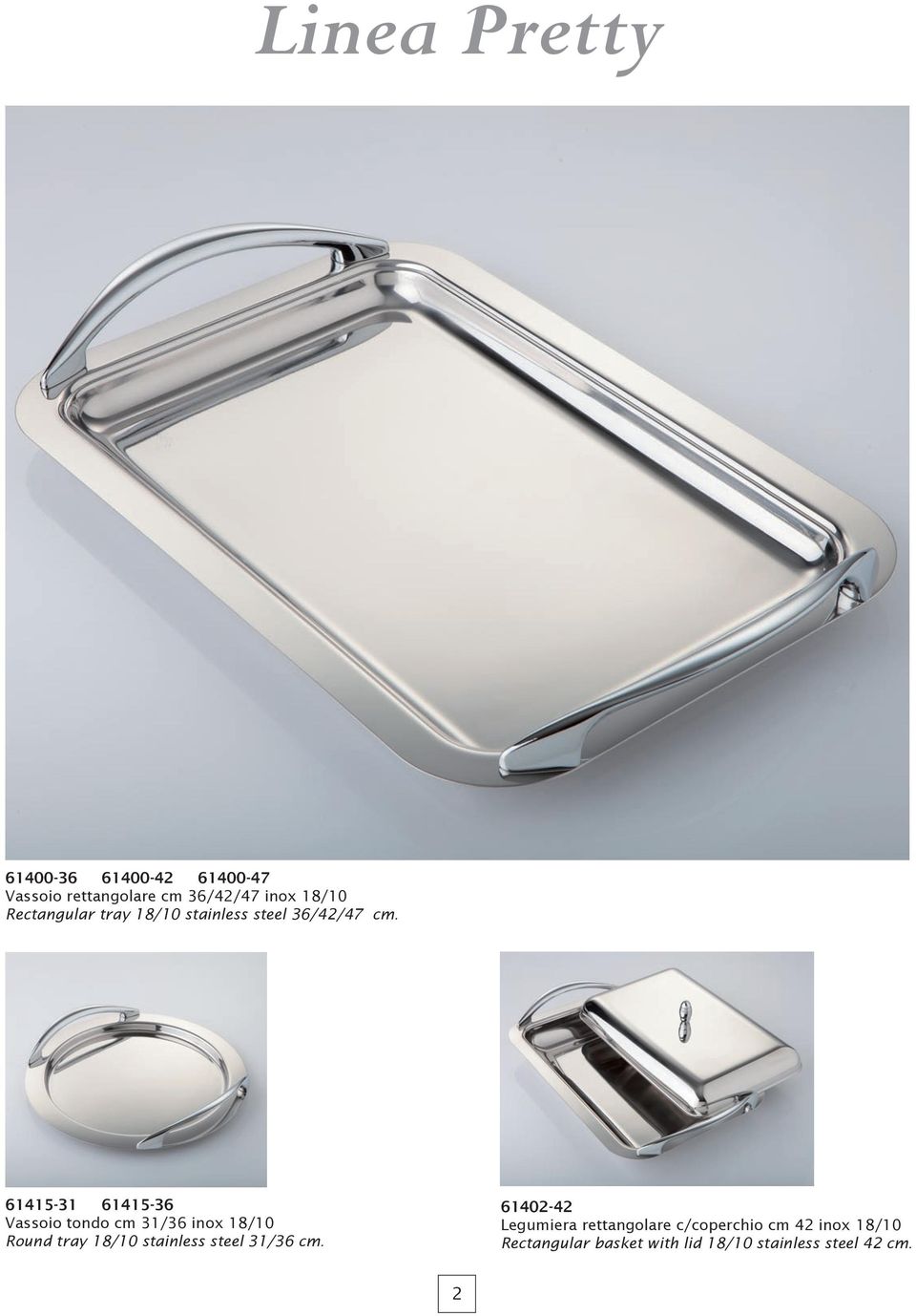 61415-31 61415-36 Vassoio tondo cm 31/36 inox 18/10 Round tray 18/10 stainless steel