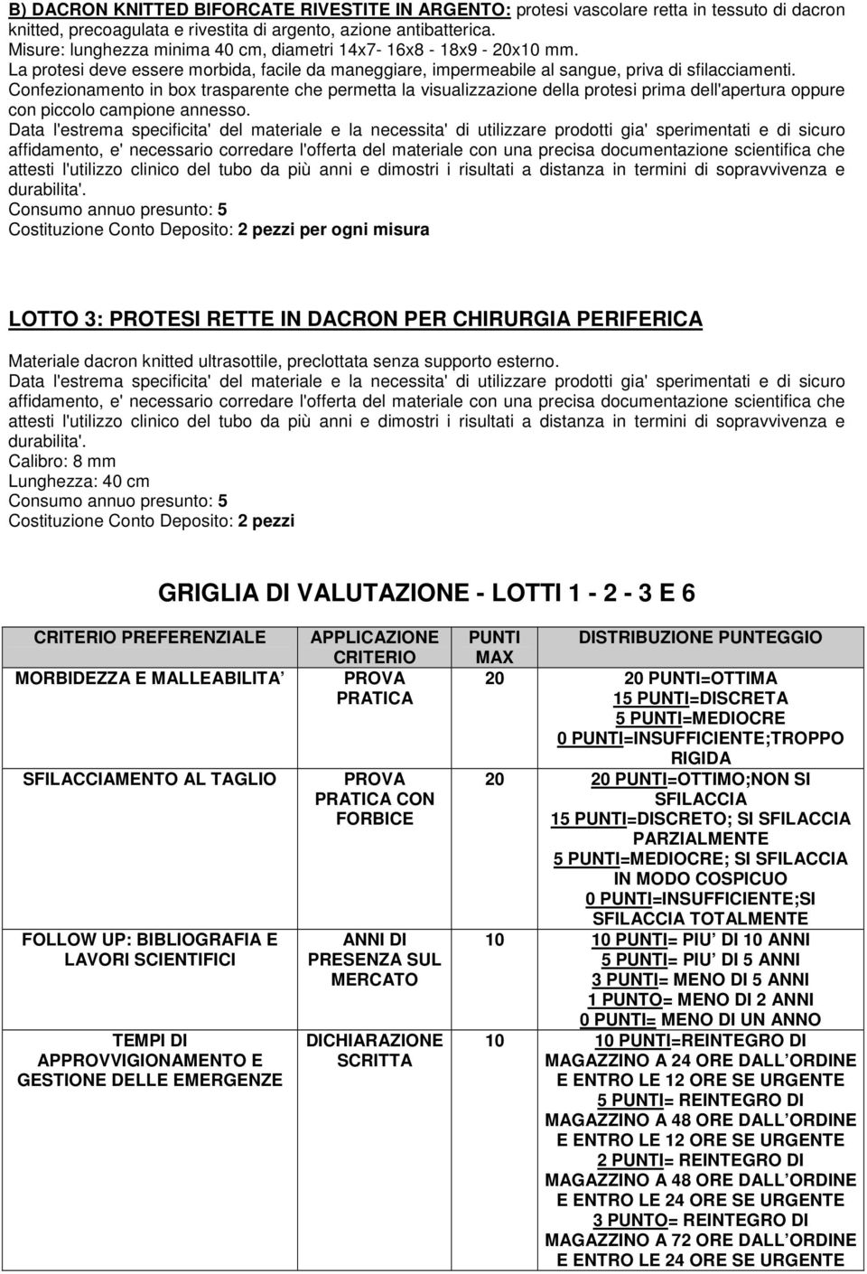 LOTTO 3: PROTESI RETTE IN DACRON PER CHIRURGIA PERIFERICA Materiale dacron knitted ultrasottile, preclottata senza supporto esterno.