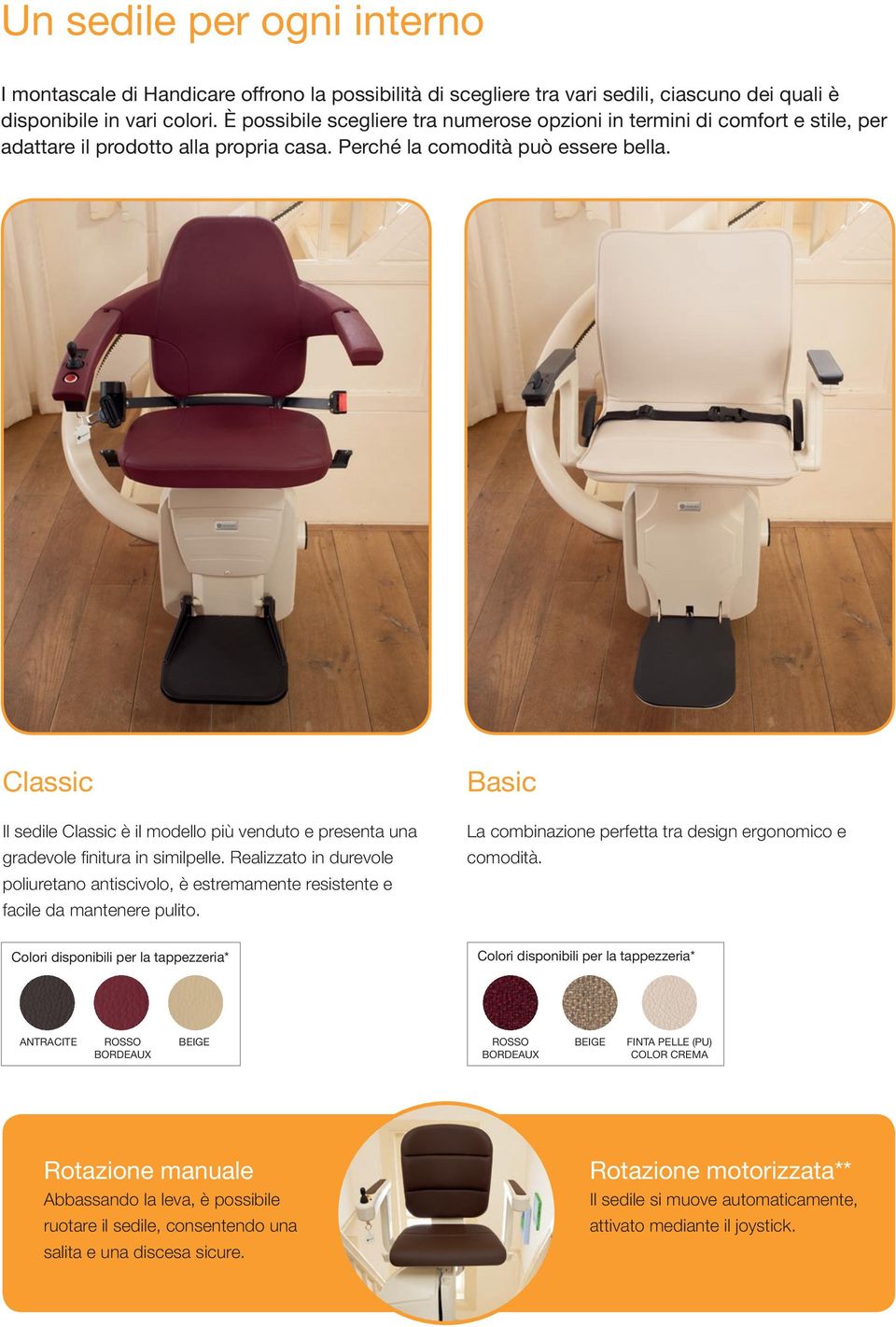 Classic Il sedile Classic è il modello più venduto e presenta una gradevole finitura in similpelle.