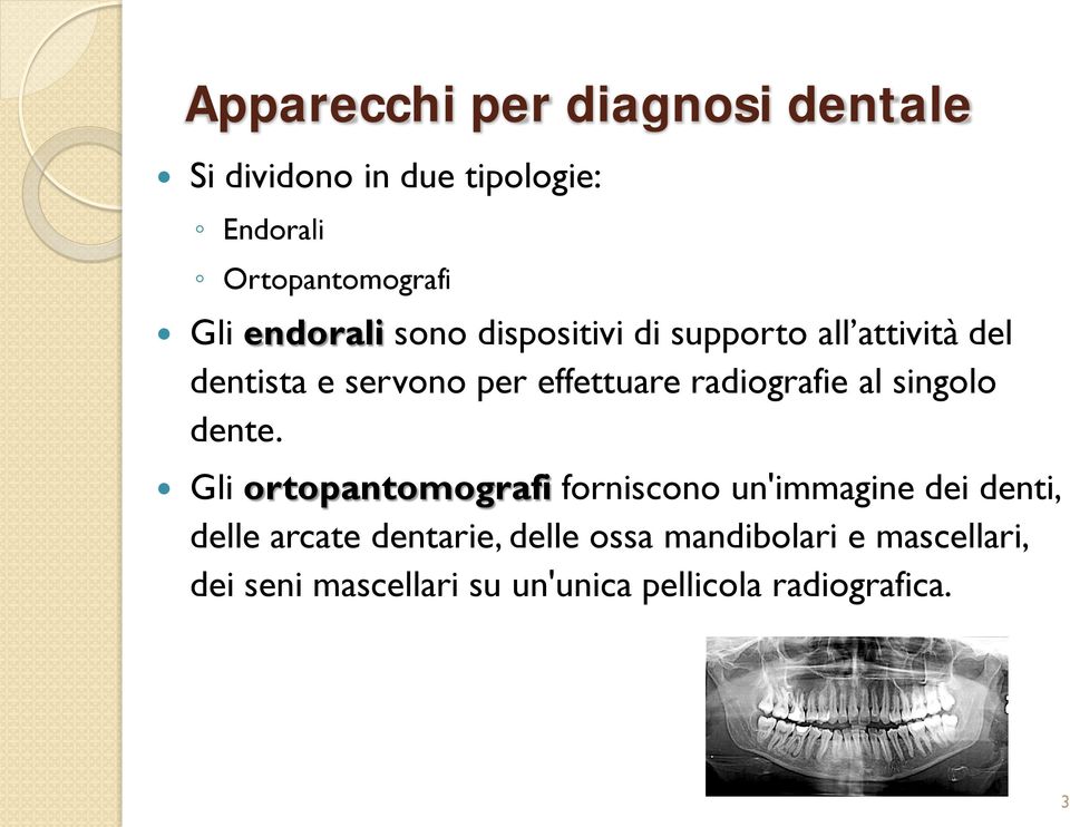 radiografie al singolo dente.