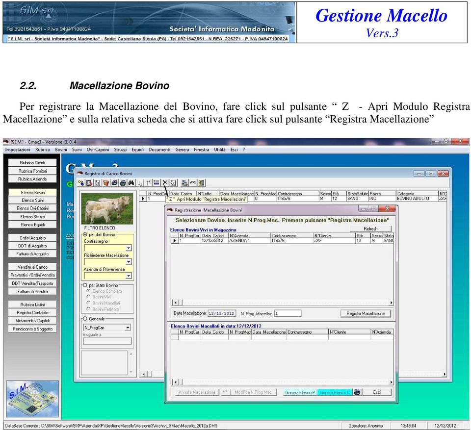 Apri Modulo Registra Macellazione e sulla relativa