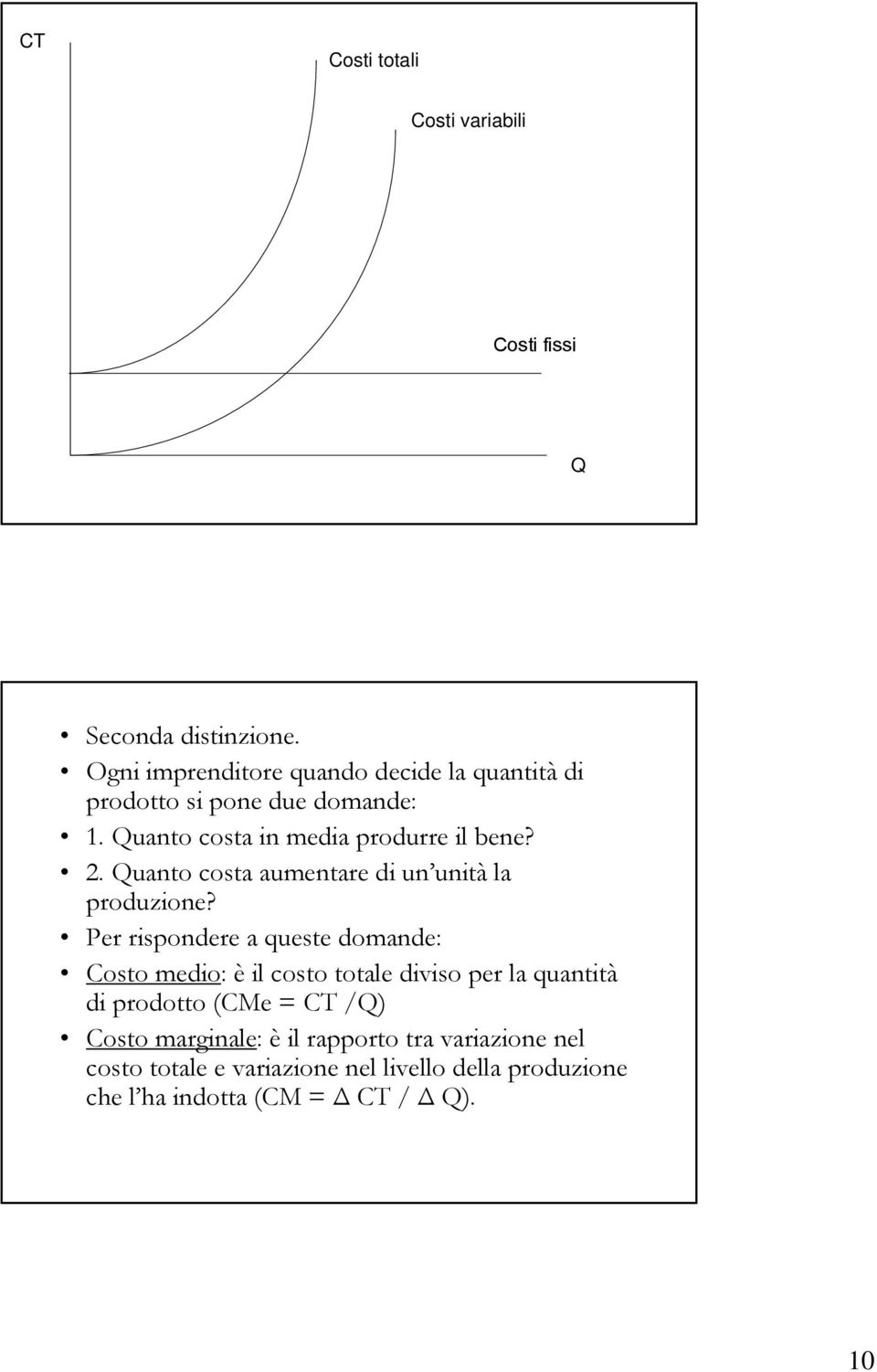 Quanto costa aumentare di un unità la produzione?