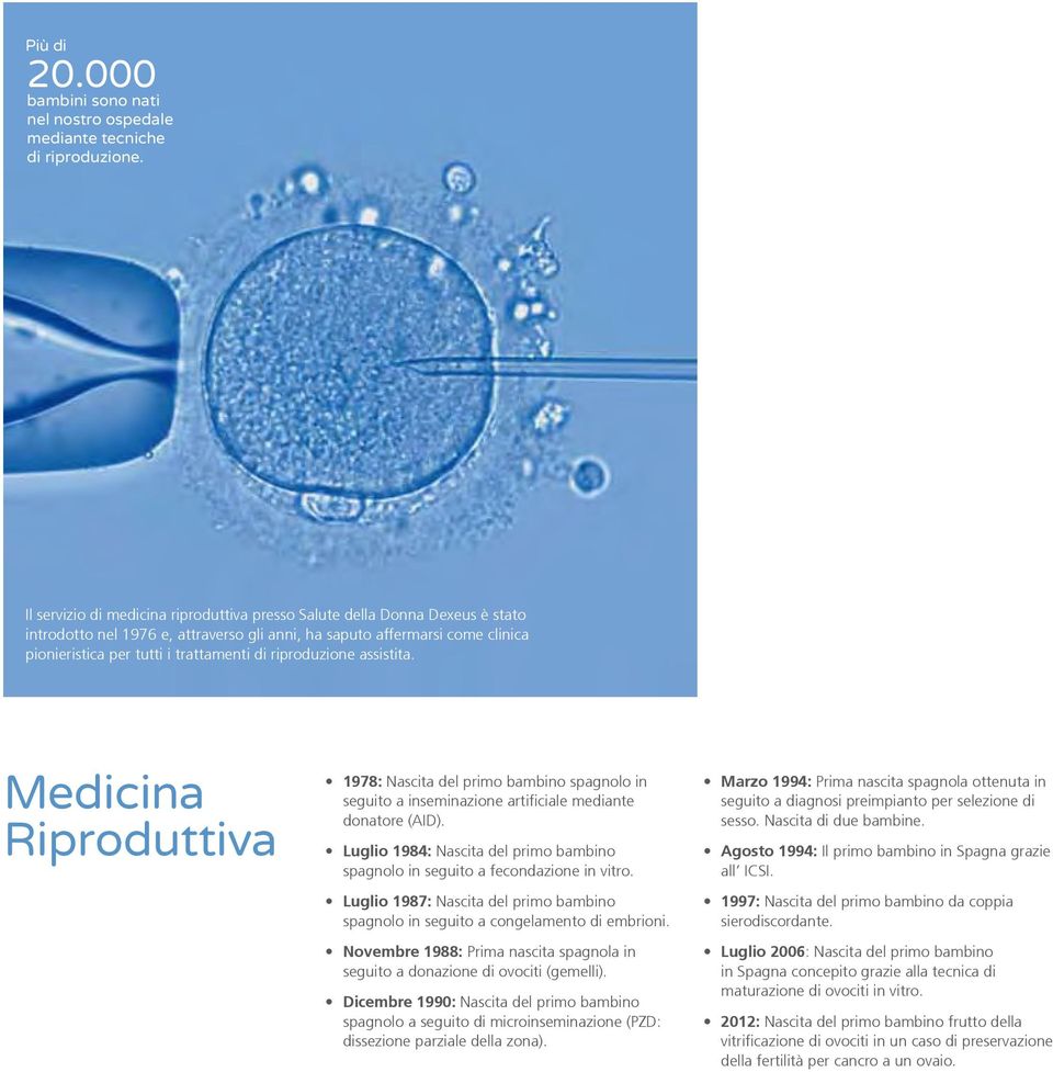 riproduzione assistita. Medicina Riproduttiva 1978: Nascita del primo bambino spagnolo in seguito a inseminazione artificiale mediante donatore (AID).