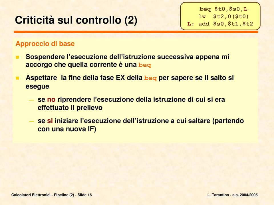 esegue se no riprendere l esecuzione della istruzione di cui si era effettuato il prelievo se si iniziare l esecuzione dell