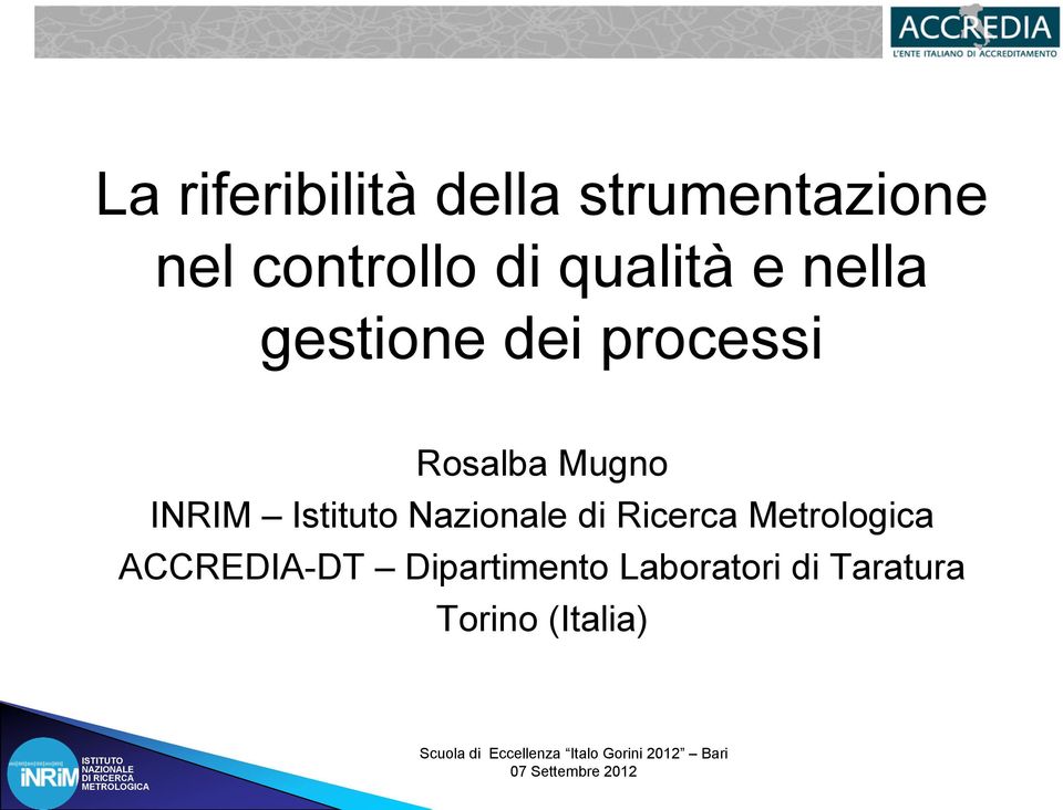 INRIM Istituto Nazionale di Ricerca Metrologica