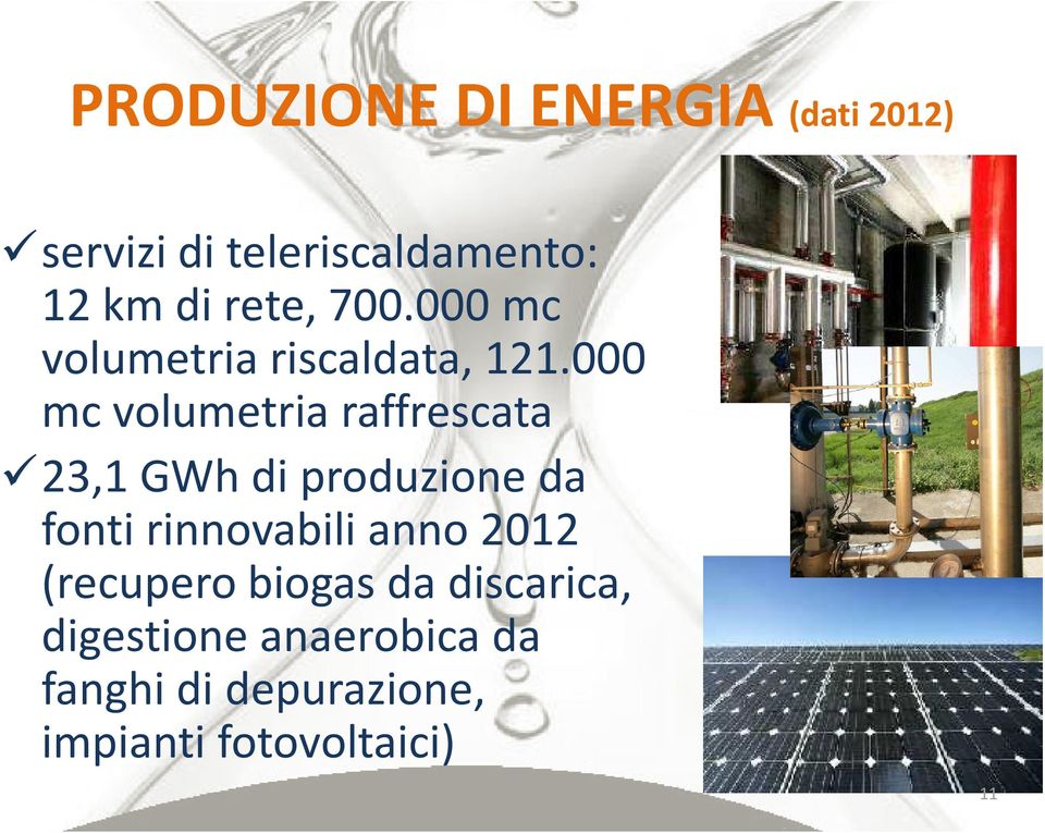 000 mc volumetria raffrescata 23,1 GWh di produzione da fonti rinnovabili