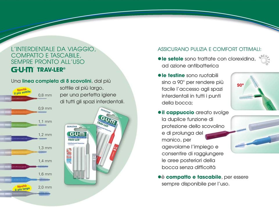 ASSICURANO PULIZIA E COMFORT OTTIMALI: le setole sono trattate con clorexidina, ad azione antibatterica le testine sono ruotabili sino a 90 per rendere più facile l accesso agli spazi interdentali in