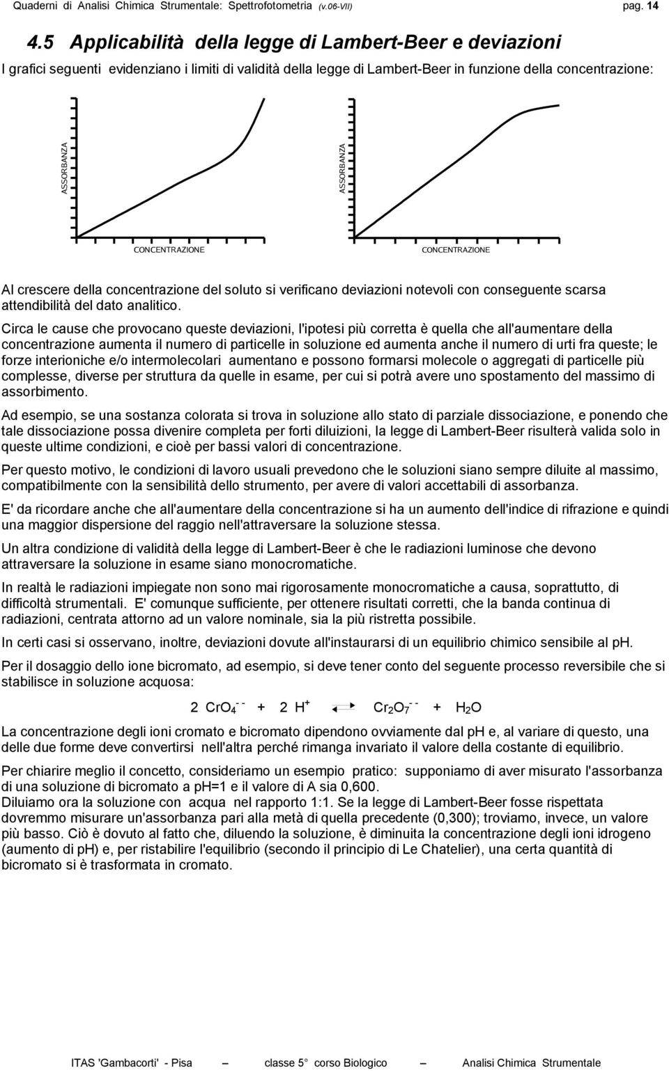 CONCENTRAZIONE CONCENTRAZIONE Al crescere della concentrazione del soluto si verificano deviazioni notevoli con conseguente scarsa attendibilità del dato analitico.