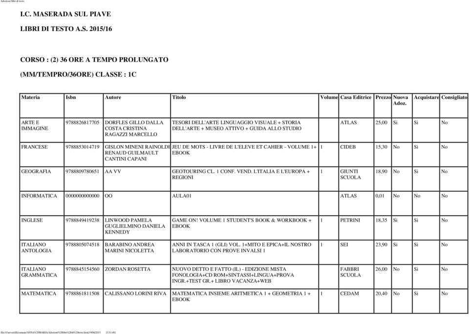 ATLAS 25,00 Si Si No FRANCESE 9788853014719 GISLON MINENI RAINOLDI RENAUD GUILMAULT CANTINI CAPANI JEU DE MOTS - LIVRE DE L'ELEVE ET CAHIER - VOLUME 1+ EBOOK 1 CIDEB 15,30 No Si No GEOGRAFIA