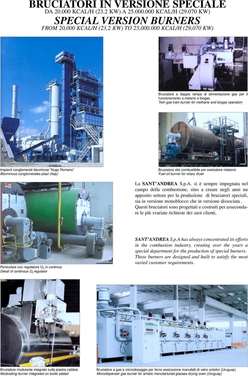 Nugo Romano Bituminous conglomerates plast (Italy) Bruciatore olio combustibile per essicatore rotatorio Fuel oil burner for rotary dryer La SAN