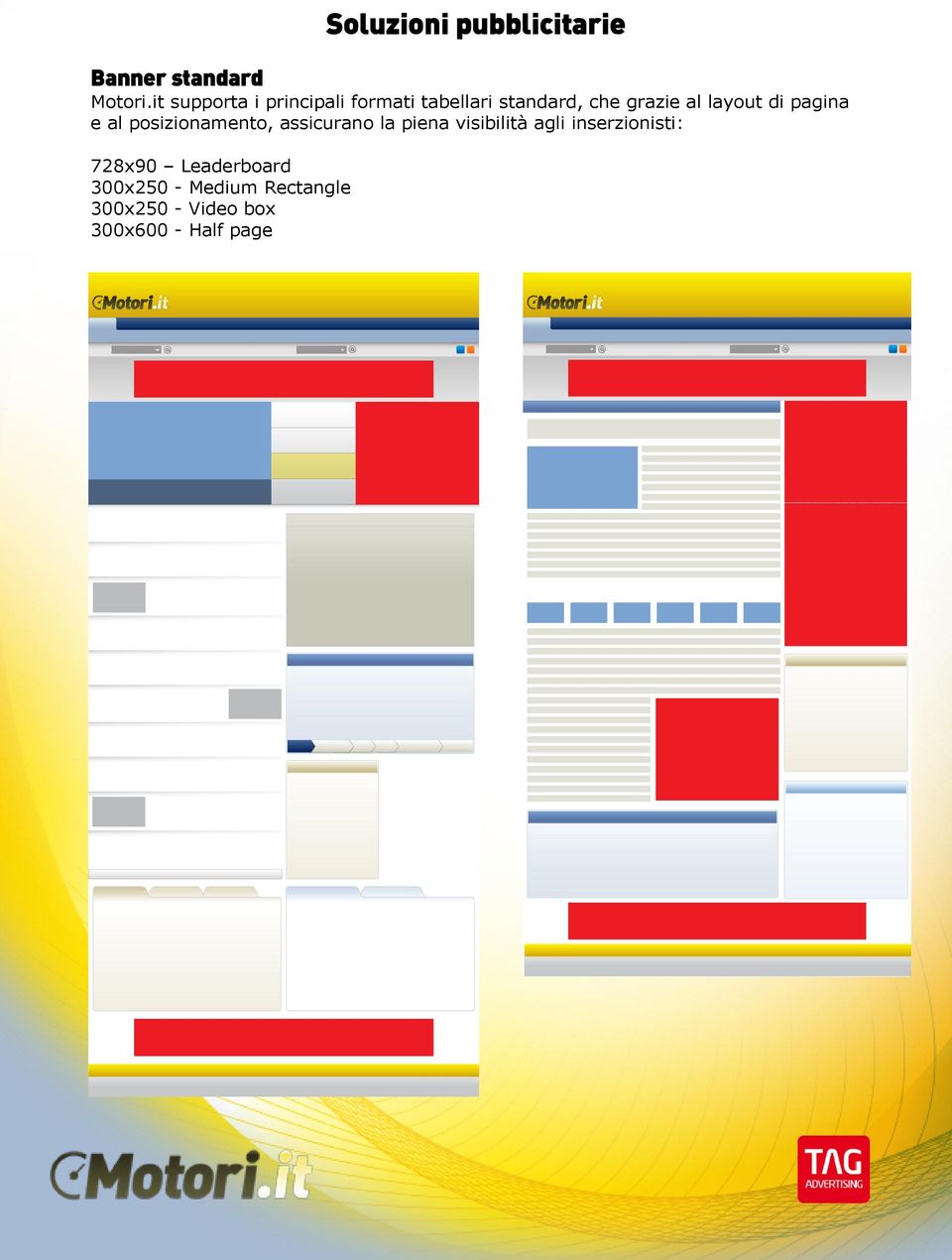 layout di pagina e al posizionamento, assicurano la piena visibilità