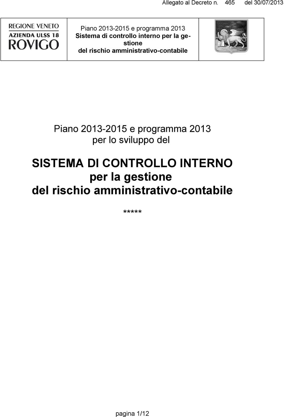 2013 Piano 2013-2015 e programma 2013 per lo