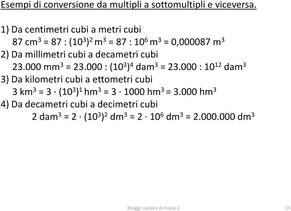 decametri cubi 23.000 mm 3 = 23.000 : (10 3 ) 4 dam 3 = 23.