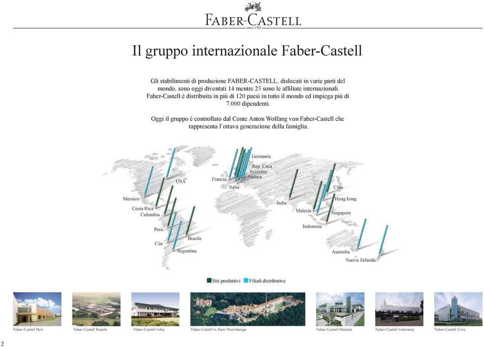 Conte Anton Wolfang von Faber-Castell che Siti produttivi Filiali distributive Faber-Castell Perù Faber-Castell