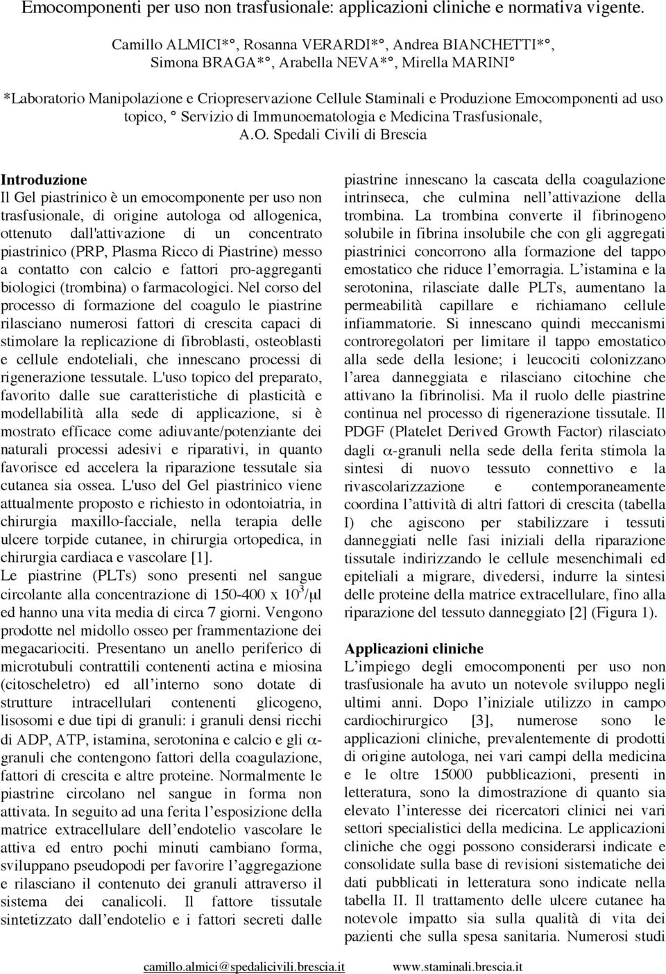 topico, Servizio di Immunoematologia e Medicina Trasfusionale, A.O.