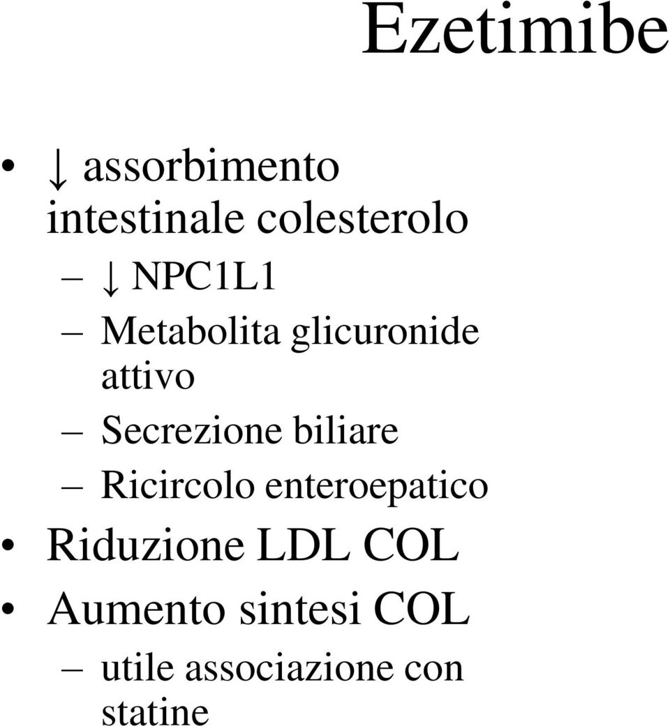 Ricircolo enteroepatico Riduzione LDL COL