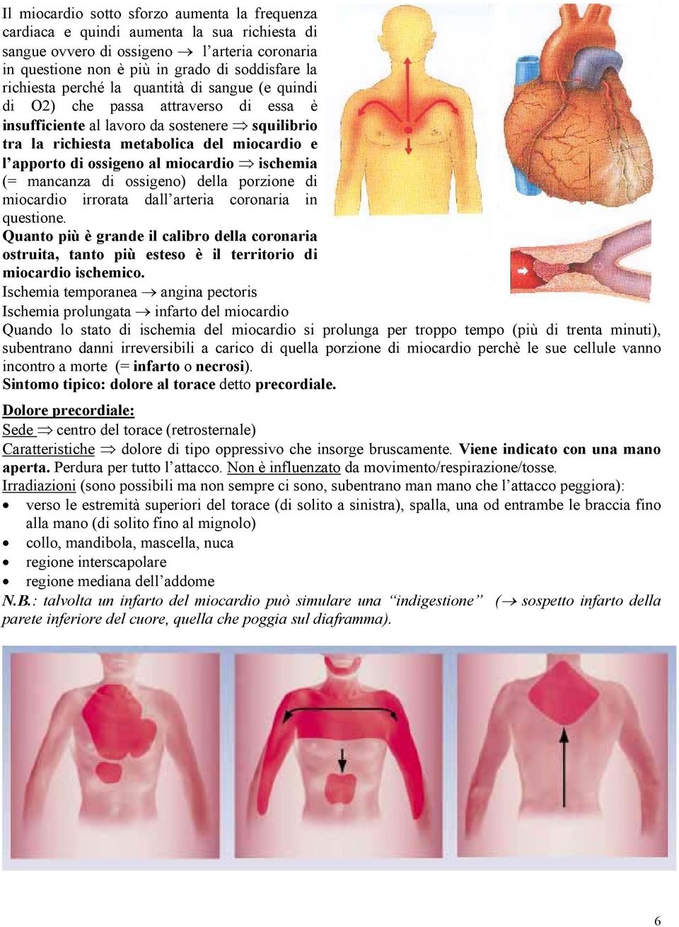 miocardio ischemia (= mancanza di ossigeno) della porzione di miocardio irrorata dall arteria coronaria in questione.