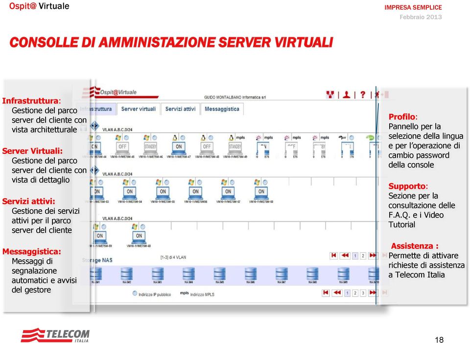 Messaggi di segnalazione automatici e avvisi del gestore Profilo: Pannello per la selezione della lingua e per l operazione di cambio password della