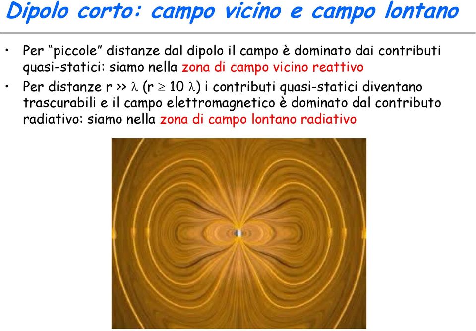 distanze r >> λ (r 10 λ) i contributi quasi-statici diventano trascurabili e il campo