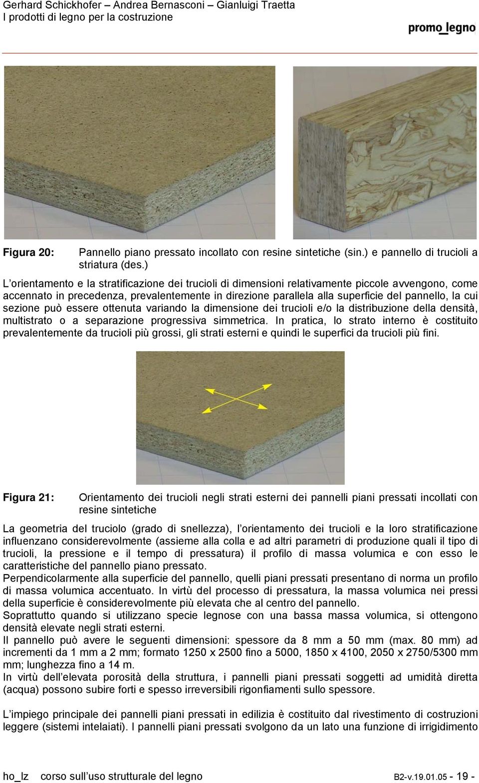 cui sezione può essere ottenuta variando la dimensione dei trucioli e/o la distribuzione della densità, multistrato o a separazione progressiva simmetrica.