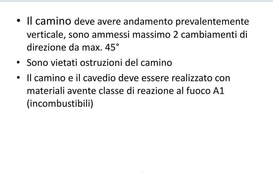 45 Sono vietati ostruzioni del camino Il camino e il cavedio deve