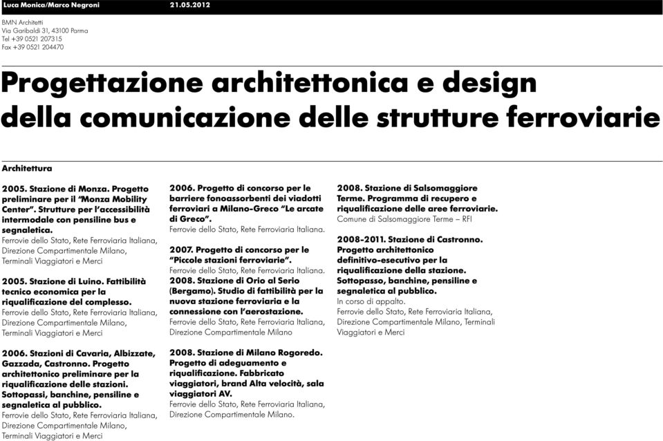 Stazione di Monza. Progetto preliminare per il Monza Mobility Center. Strutture per l accessibilità intermodale con pensiline bus e segnaletica.